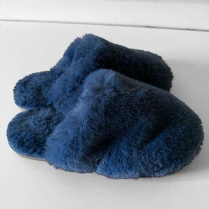 J Crew Slippers Womens Slides Sandal  Fuzzy Blue SZ 7